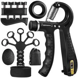 Grip Strength Trainer Kit (5 Pack) Adjustable Resistance Hand Gripper,Finger Exerciser,Hand Extension Exerciser,Stress Relief Ball and Forearm Workout Ring for Muscle Building Injury Recover Grip Strength Trainer Kit (5 Pack) Adjustable Resistance Hand Gripper,Finger Exerciser,Hand Extension Exerciser,Stress Relief Ball and Forearm Workout Ring for Muscle Building Injury Recover