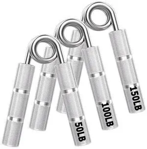 Silver Metal Hand Grip Set, 50LB-400LB No Slip Heavy-Duty Grip Strengthener Great Wrist & Forearm Hand Exerciser, Home Gym, Hand Gripper Grip Strength Trainer (Silver 3Pack(50LB-150LB)) Silver Metal Hand Grip Set, 50LB-400LB No Slip Heavy-Duty Grip Strengthener Great Wrist & Forearm Hand Exerciser, Home Gym, Hand Gripper Grip Strength Trainer (Silver 3Pack(50LB-150LB))