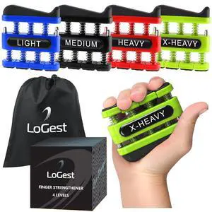 Finger Strengthener - Finger Exerciser for Forearm and Hand Strengthener - Hand Grip Workout Equipment for Musician, Rock Climbing and Therapy (4 Pack - Blue Black Red Green) Finger Strengthener - Finger Exerciser for Forearm and Hand Strengthener - Hand Grip Workout Equipment for Musician, Rock Climbing and Therapy (4 Pack - Blue Black Red Green)