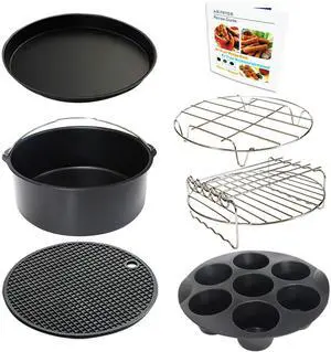 Air Fryer Accessories Set of 7 with 8 Inch Egg Bites Mold, Pizza Pan, Cake Barrel, Skewer Rack, Silicone Mat for 3.5Qt-5.8Qt Phillips Nuwave Gowise Gourmia Ninja Dash Air Fryer Air Fryer Accessories Set of 7 with 8 Inch Egg Bites Mold, Pizza Pan, Cake Barrel, Skewer Rack, Silicone Mat for 3.5Qt-5.8Qt Phillips Nuwave Gowise Gourmia Ninja Dash Air Fryer
