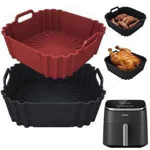 Silicone Air Fryer Liners for Cosori 9-in-1 TurboBlaze Air Fryer 6 QT,2 PCS Reusable Air Fryer Basket Liners,8.5 Inch Square Silicone Basket,Large Air Fryer Accessories Silicone Air Fryer Liners for Cosori 9-in-1 TurboBlaze Air Fryer 6 QT,2 PCS Reusable Air Fryer Basket Liners,8.5 Inch Square Silicone Basket,Large Air Fryer Accessories
