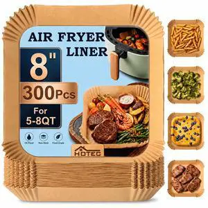 Air Fryer Liners Disposable, 300 PCS 8 Inch Square Parchment Paper Liners for 58 QT Air Fryer Baskets, Unbleached Non-Stick Grease Resistant Liners for Easy Cleanup, Baking and Roasting Air Fryer Liners Disposable, 300 PCS 8 Inch Square Parchment Paper Liners for 58 QT Air Fryer Baskets, Unbleached Non-Stick Grease Resistant Liners for Easy Cleanup, Baking and Roasting