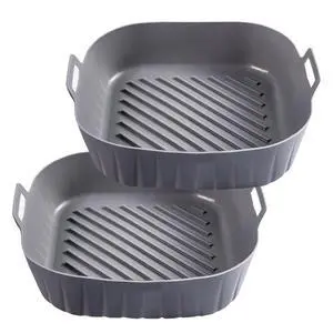 Silicone Liners Square for 8 to 8.5 inch Air Fryer, 2 Pcs Non-stick Food-grade Reusable Basket Baking Tray Airfryer Accessories, Grey Silicone Liners Square for 8 to 8.5 inch Air Fryer, 2 Pcs Non-stick Food-grade Reusable Basket Baking Tray Airfryer Accessories, Grey