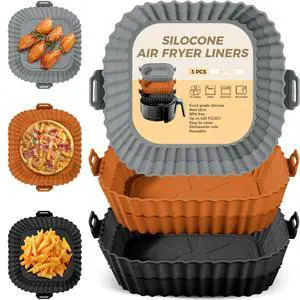 3 Pack Air Fryer Silicone Liners 8inch Air Fryer Silicone Pot Reusable Food Grade Silicone Airfryer Liners Baking Basket Accessories Replacement of Flammable Disposable Parchment Paper 3 Pack Air Fryer Silicone Liners 8inch Air Fryer Silicone Pot Reusable Food Grade Silicone Airfryer Liners Baking Basket Accessories Replacement of Flammable Disposable Parchment Paper