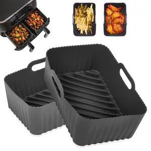 2Pcs Silicone Air Fryer Liners for Ninja Foodi Dual DZ201, Non-Stick Air Fryer Basket Accessories, Reusable Liners Fits 8 QT 2Pcs Silicone Air Fryer Liners for Ninja Foodi Dual DZ201, Non-Stick Air Fryer Basket Accessories, Reusable Liners Fits 8 QT