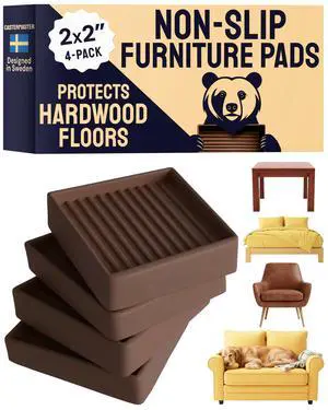Non-Slip Furniture Pads - 2x2 in Brown, 4 Pack Non-Slip Furniture Pads - 2x2 in Brown, 4 Pack