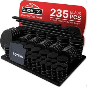 Felt Furniture Pads 235 PCS X-Protector! Huge Quantity of Black Furniture Pads for Hardwood Floors with Many Big Sizes Your Ideal Wood Floor Protectors for Furniture. Felt Furniture Pads 235 PCS X-Protector! Huge Quantity of Black Furniture Pads for Hardwood Floors with Many Big Sizes Your Ideal Wood Floor Protectors for Furniture.