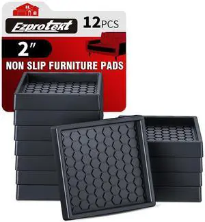 Non Slip Furniture Pads, 12 Pcs 2" Anti Slip Rubber Caster Cups, Anti Skid Furniture Coasters for Hardwood Floors, No Slide Furniture Gripper, Furniture Stoppers to Prevent Sliding (Black) Non Slip Furniture Pads, 12 Pcs 2" Anti Slip Rubber Caster Cups, Anti Skid Furniture Coasters for Hardwood Floors, No Slide Furniture Gripper, Furniture Stoppers to Prevent Sliding (Black)