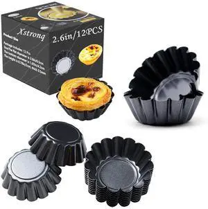 Egg Tart Molds 12PCS Tart Pan 2.6inch, Mini Carbon Steel Non Stick Tart Pans, Tart Molds For Baking (2.6 inch) Egg Tart Molds 12PCS Tart Pan 2.6inch, Mini Carbon Steel Non Stick Tart Pans, Tart Molds For Baking (2.6 inch)