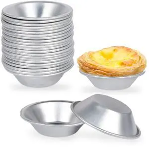 25 Pack Aluminum Egg Tart Molds, Dessert Mold Pans, Nonstick Reusable 25 Pack Aluminum Egg Tart Molds, Dessert Mold Pans, Nonstick Reusable