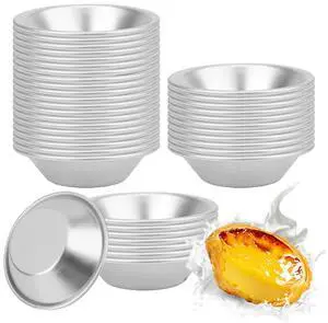 40 Pack Mini Egg Tart Mold, 2.8 Inch Aluminum Tart Tin Pans, Pie Tartlets Dessert Molds, Nonstick Reusable Baking Cups for Cupcake, Cookie, Pudding, Silver 40 Pack Mini Egg Tart Mold, 2.8 Inch Aluminum Tart Tin Pans, Pie Tartlets Dessert Molds, Nonstick Reusable Baking Cups for Cupcake, Cookie, Pudding, Silver
