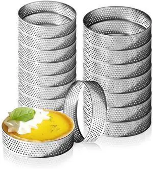 Stainless Steel Perforated Tart Ring Set, 16 Packs Food-Grade, 3.15 Inches and 2.36 Inches, Suitable for All Kinds of Small Fruit Tart Crusts. Stainless Steel Perforated Tart Ring Set, 16 Packs Food-Grade, 3.15 Inches and 2.36 Inches, Suitable for All Kinds of Small Fruit Tart Crusts.