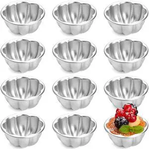 12 Pack Egg Tart Molds, Aluminum Alloy Pudding Jelly Molds, Reusable Cake Tartlets, Cupcake and Muffin Cups for Baking, Flower Shape, Non-sticky 12 Pack Egg Tart Molds, Aluminum Alloy Pudding Jelly Molds, Reusable Cake Tartlets, Cupcake and Muffin Cups for Baking, Flower Shape, Non-sticky