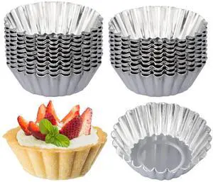 20 Pack Egg Tart Shell Pans, 2.8 x 0.8in Mini Aluminum Cupcake Pans Pie Cookie Muffin Tins Reusable Baking Mold Cups 20 Pack Egg Tart Shell Pans, 2.8 x 0.8in Mini Aluminum Cupcake Pans Pie Cookie Muffin Tins Reusable Baking Mold Cups