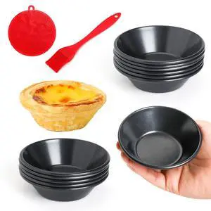 12 pcs Egg Tart Molds, Quyimy 3" Mini Tart Pans, Non-Stick Carbon Steel Mini Tart Panw/Oil & Dish Brushes for Cupcake Cake Muffin Mold Tin Pan, Baking Set Tool for Cakes, Cookies, Desserts 12 pcs Egg Tart Molds, Quyimy 3" Mini Tart Pans, Non-Stick Carbon Steel Mini Tart Panw/Oil & Dish Brushes for Cupcake Cake Muffin Mold Tin Pan, Baking Set Tool for Cakes, Cookies, Desserts