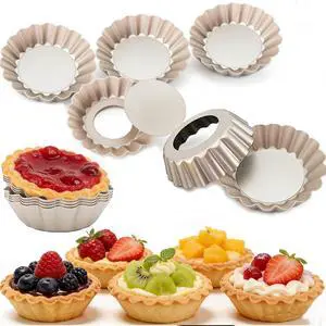 Mini Tart Pans Removable Bottom 3 Inch, Carbon Steel Nonstick Quiche Pan Pie Tart Tin Mold, 0.8inches High for Baking Tartlets, Pies, Cakes, Cupcakes - Premium Champagne Gold 12PCS Mini Tart Pans Removable Bottom 3 Inch, Carbon Steel Nonstick Quiche Pan Pie Tart Tin Mold, 0.8inches High for Baking Tartlets, Pies, Cakes, Cupcakes - Premium Champagne Gold 12PCS