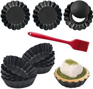 12PCS Egg Tart Molds with Removable Bottom, 3 Inch Mini Quiche Pans Nonstick Fluted Tart Pans with Silicone Basting Pastry Brush for Pie, Quiches, Tartlets 12PCS Egg Tart Molds with Removable Bottom, 3 Inch Mini Quiche Pans Nonstick Fluted Tart Pans with Silicone Basting Pastry Brush for Pie, Quiches, Tartlets