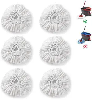 Mop Heads Replacements for O-Ceda Easy Wrin Spin System, Microfiber Refills, Easy Cleaning Mop Head Replacement White 6 Pack Mop Heads Replacements for O-Ceda Easy Wrin Spin System, Microfiber Refills, Easy Cleaning Mop Head Replacement White 6 Pack