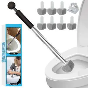 Pumice Stone Toilet Bowl Cleaner Toilet Deep Cleaning,Bathroom Cleaner Brush with Long Handle for Remove Hard Water Stains with Toilet Handle+ Pumice Stones Pumice Stone Toilet Bowl Cleaner Toilet Deep Cleaning,Bathroom Cleaner Brush with Long Handle for Remove Hard Water Stains with Toilet Handle+ Pumice Stones