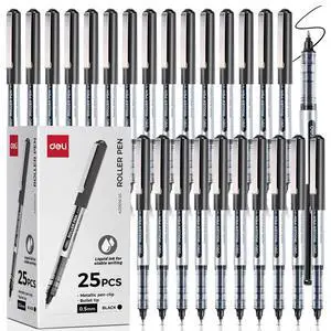 Rollerball Pens, 25 Pcs Roller Ball Pens, 0.5mm Black Ink Rollerball Pens, 25 Pcs Roller Ball Pens, 0.5mm Black Ink