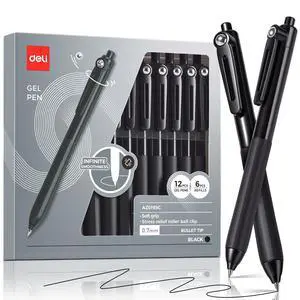Gel Pens, 12 Pack 0.7mm Medium Point Black Pens with 6 Extra Refills Gel Pens, 12 Pack 0.7mm Medium Point Black Pens with 6 Extra Refills