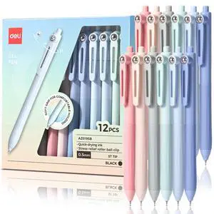 Gel Pens, 12 Pcs 0.5mm Fine Point Black Ink Pens Gel Pens, 12 Pcs 0.5mm Fine Point Black Ink Pens