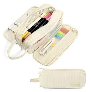 Large Capacity Pencil Case with 3 Compartment, Extra Big Pencil Pouch, Pencil Bag with Zipper, Cute Stationery Organizer, Soft Corduroy Pen Box School Supplies for Student Teen Girls Boys, Beige Large Capacity Pencil Case with 3 Compartment, Extra Big Pencil Pouch, Pencil Bag with Zipper, Cute Stationery Organizer, Soft Corduroy Pen Box School Supplies for Student Teen Girls Boys, Beige