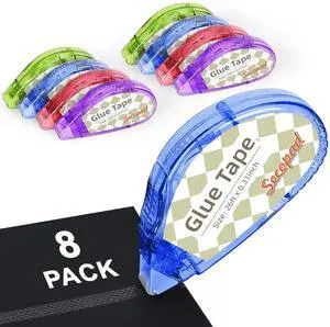 Scrapbook Tape, 8 Pack Double Sided Tape Roller for Crafts, Adhesive Glue Runner Scrapbooking Supplies Journaling School Office Teacher Supplies, 0.3IN x 26FT, Clear Colored Shell Scrapbook Tape, 8 Pack Double Sided Tape Roller for Crafts, Adhesive Glue Runner Scrapbooking Supplies Journaling School Office Teacher Supplies, 0.3IN x 26FT, Clear Colored Shell