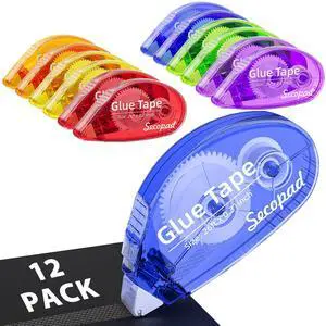 12 Pack Scrapbook Tape, Double Sided Tape Roller for Crafts, Adhesive Glue Runner for Scrapbooking Journal Supplies, Glue Roller for School Office, 0.3IN x 26FT, Bright-Colored Shell 12 Pack Scrapbook Tape, Double Sided Tape Roller for Crafts, Adhesive Glue Runner for Scrapbooking Journal Supplies, Glue Roller for School Office, 0.3IN x 26FT, Bright-Colored Shell