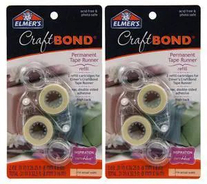 CraftBond Permanent Tape Runner Refills, Clear, Double Sided, 26.25-Feet Each, 4 Count CraftBond Permanent Tape Runner Refills, Clear, Double Sided, 26.25-Feet Each, 4 Count