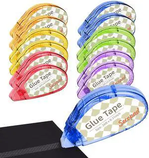 Scrapbook Tape, 12 Pack Double Sided Tape Roller for Crafts, Adhesive Glue Runner Scrapbooking Supplies Journaling School Office Teacher Supplies, 0.3IN x 26FT, Clear Colored Shell Scrapbook Tape, 12 Pack Double Sided Tape Roller for Crafts, Adhesive Glue Runner Scrapbooking Supplies Journaling School Office Teacher Supplies, 0.3IN x 26FT, Clear Colored Shell