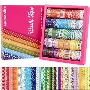 50 Rolls Washi Tape Set, 15mm Wide Rainbow Colored Tape Aesthetic Design Masking Decorative Tape for Scrapbooking Supplies, Bullet Journaling, Junk Journal, Wrapping Planners, DIY Arts Craft 50 Rolls Washi Tape Set, 15mm Wide Rainbow Colored Tape Aesthetic Design Masking Decorative Tape for Scrapbooking Supplies, Bullet Journaling, Junk Journal, Wrapping Planners, DIY Arts Craft