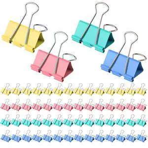 Large Binder Clips 1.6 Inch (60 Pack) Assorted Colors, Colored Binder Clips Paper Clips, Big Paper Clamps, Binder Clips Large Size for Home, School and Office Supplies Large Binder Clips 1.6 Inch (60 Pack) Assorted Colors, Colored Binder Clips Paper Clips, Big Paper Clamps, Binder Clips Large Size for Home, School and Office Supplies