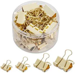 Gold Binder Clips, Assorted Sizes, 100 Pack Gold Binder Clips, Assorted Sizes, 100 Pack