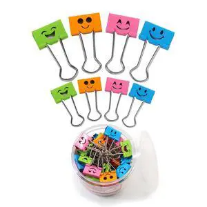 Cute Smiley Binder Clips - 100 Pcs Assorted Sizes Metal Binder Clips Small Medium, Colored Paper Clips Clamps with Smiling Face for Office Teacher Gifts, Classroom Kitchen Organization Cute Smiley Binder Clips - 100 Pcs Assorted Sizes Metal Binder Clips Small Medium, Colored Paper Clips Clamps with Smiling Face for Office Teacher Gifts, Classroom Kitchen Organization