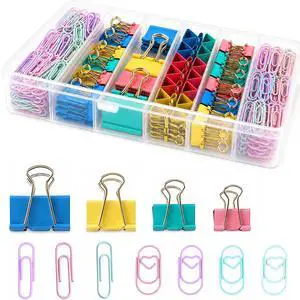 290Pcs Paper Clips and Binder Clips Assorted Sizes,Colored Binder Paper Clips Office Clips Office Supplies,Binder Clips Assorted,Large Medium Small Paper Clamps for Home School Business 290Pcs Paper Clips and Binder Clips Assorted Sizes,Colored Binder Paper Clips Office Clips Office Supplies,Binder Clips Assorted,Large Medium Small Paper Clamps for Home School Business