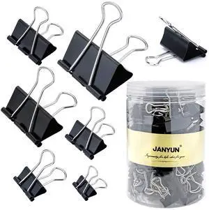 150Pcs Large Binder Clips 6 Assorted Sizes Paper Clamps Clip for Paper Metal Clip Office School Home Supplies (Black) 150Pcs Large Binder Clips 6 Assorted Sizes Paper Clamps Clip for Paper Metal Clip Office School Home Supplies (Black)