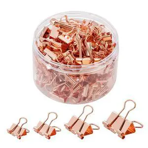Binder Clip Paper Clamps, Assorted Sizes (Mini, Small, Medium, Large), 100 Pcs Clips for Office School Supplies (Rose Gold) Binder Clip Paper Clamps, Assorted Sizes (Mini, Small, Medium, Large), 100 Pcs Clips for Office School Supplies (Rose Gold)