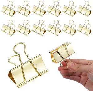 12 Pack 2 Inch Extra Large Binder Clips Big Paper Clamps Metallic Large Paper Clips with Grip Reusable Office Organization Supplies for School Office Home (Gold) 12 Pack 2 Inch Extra Large Binder Clips Big Paper Clamps Metallic Large Paper Clips with Grip Reusable Office Organization Supplies for School Office Home (Gold)