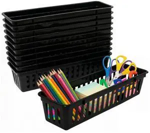 Classroom Pencil or Rubber Organizer Basket Trays, Office Supply Baskets Organization Trays for Home School Classroom Office 12 Pack (Black) Classroom Pencil or Rubber Organizer Basket Trays, Office Supply Baskets Organization Trays for Home School Classroom Office 12 Pack (Black)