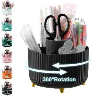 Pencil Holder For Desk,5 Slots 360°Degree Rotating Desk Organizers And Accessories,Desktop Storage Stationery Supplies Organizer, Cute Pencil Cup Pot For Office, School, Home (H-Black) Pencil Holder For Desk,5 Slots 360°Degree Rotating Desk Organizers And Accessories,Desktop Storage Stationery Supplies Organizer, Cute Pencil Cup Pot For Office, School, Home (H-Black)