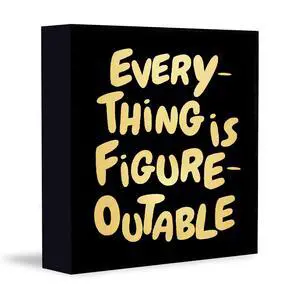 Inspirational Black Gold Office Decor, Every Thing is Figure Outable Motivational Office Accessories Wooden Box Sign, Inspirational Gifts for Women, Men Wall Desk Shelf Tabletop Decoration Inspirational Black Gold Office Decor, Every Thing is Figure Outable Motivational Office Accessories Wooden Box Sign, Inspirational Gifts for Women, Men Wall Desk Shelf Tabletop Decoration