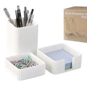 Aesthetic Desk Organizers and Accessories Set of 3 with Pen Holder,Paperclip Holder,Sticky Note Holder - Durable Plastic Pencil Holder for Office Women Men-Teacher Appreciation/Back-to-school Gift Aesthetic Desk Organizers and Accessories Set of 3 with Pen Holder,Paperclip Holder,Sticky Note Holder - Durable Plastic Pencil Holder for Office Women Men-Teacher Appreciation/Back-to-school Gift