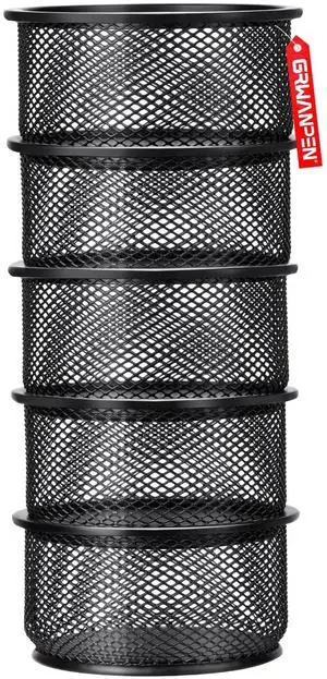 5-Pack Stackable Mesh Desk Organizer Bins - Durable Storage Containers for Paper Clips, Rubber Bands, and Office Supplies, Black 5-Pack Stackable Mesh Desk Organizer Bins - Durable Storage Containers for Paper Clips, Rubber Bands, and Office Supplies, Black