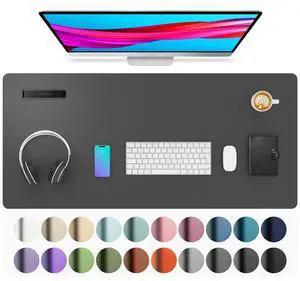Leather Desk Pad Protector, Mouse Pad, Office Desk Mat, Non-Slip PU Leather Desk Blotter, Laptop Desk Pad, Waterproof Desk Writing Pad for Office and Home (Gray,36" x 17") Leather Desk Pad Protector, Mouse Pad, Office Desk Mat, Non-Slip PU Leather Desk Blotter, Laptop Desk Pad, Waterproof Desk Writing Pad for Office and Home (Gray,36" x 17")
