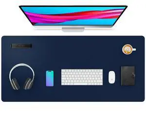 Leather Desk Pad Protector, Mouse Pad,Office Desk Mat, Non-Slip PU Leather Desk Blotter, Laptop Desk Pad, Waterproof Desk Writing Pad for Office and Home (Dark Blue,36" x 17") Leather Desk Pad Protector, Mouse Pad,Office Desk Mat, Non-Slip PU Leather Desk Blotter, Laptop Desk Pad, Waterproof Desk Writing Pad for Office and Home (Dark Blue,36" x 17")