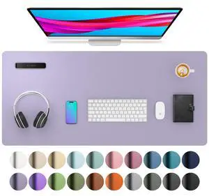 Leather Desk Pad - Protector and Blotter, Mouse Pad and Office Mat, Non-Slip PU Leather Laptop Desk Pad, Waterproof Writing Pad for Office and Home (36" x 17", Lavender) Leather Desk Pad - Protector and Blotter, Mouse Pad and Office Mat, Non-Slip PU Leather Laptop Desk Pad, Waterproof Writing Pad for Office and Home (36" x 17", Lavender)