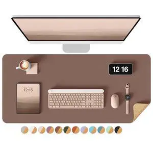 Double-Sided Desk Pad, 31.5"x15.7"Leather Desk Mat, Eco Cork Desk Pad Protector,Large Mouse Pad,Waterproof Desk Blotter for Office/Home(Chocolate) Double-Sided Desk Pad, 31.5"x15.7"Leather Desk Mat, Eco Cork Desk Pad Protector,Large Mouse Pad,Waterproof Desk Blotter for Office/Home(Chocolate)