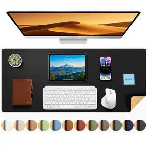 Dual-Sided Desk Pad - 35.4 x 15.7 inches Leather Desk Mat, Natural Cork Desk Pad Protector, Large Mouse Pad for Desk, Waterproof Desk Blotter Pad, Desk Writing Pad for Office Work/Home, Black Dual-Sided Desk Pad - 35.4 x 15.7 inches Leather Desk Mat, Natural Cork Desk Pad Protector, Large Mouse Pad for Desk, Waterproof Desk Blotter Pad, Desk Writing Pad for Office Work/Home, Black