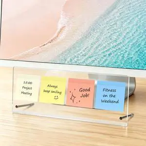 Acrylic Monitor Memo Board Holder 14"x5", Space-Saving Under Monitor Sticky Note Holder for Computer, Movable & Reusable Message Board, Workspace Organizers Home Office Desk Accessories Desktop Decor Acrylic Monitor Memo Board Holder 14"x5", Space-Saving Under Monitor Sticky Note Holder for Computer, Movable & Reusable Message Board, Workspace Organizers Home Office Desk Accessories Desktop Decor